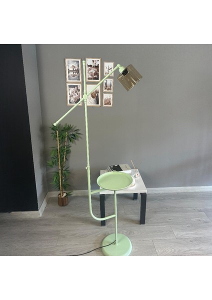 Lille Mint Gövde Bal Rengi Cam Lambader Tepsili Makas Gövde Modern Metal Oturma Odası Zemin Lambası indirimleri