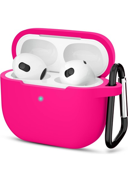 Uruchı Apple Airpods 3.nesil Kılıf, Tam Koruyucu Özellikli Yumuşak Silikon Airpods Aksesuar Kılıf Apple ile Uyumlu Airpods,kadın Erkek, Anahtarlıklı Kablosuz ve Kablolu Şarj Özellikli Kılıfı, Pembe