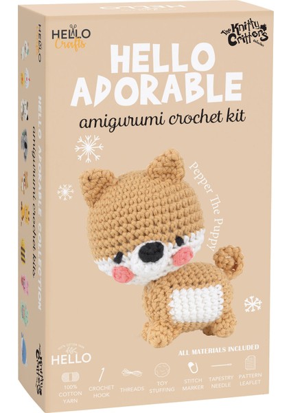 Sevimli Köpek Amigurumi Yapım Kiti Türkçe - Hello Adorable Pepper The Puppy