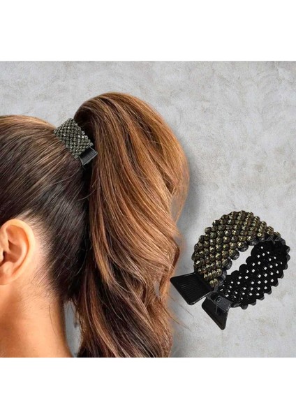 Taşlı Tasarım At Kuyruğu Tokası (BC-1153) Yeşil Taşlı