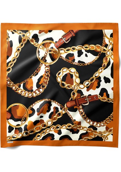Zincir ve Leopar Desenli Bandana Fular