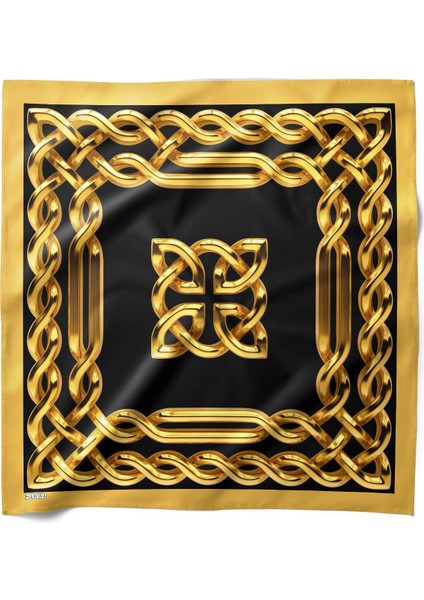Altın Zincir Desenli Bandana Fular