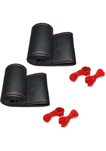 Direksiyon Simidi Pu Deri Direksiyon Kapağı Üzerinde 2x Yeni Evrensel Örgü 38CM Tüm Tek Konektörü Kaplamak Için (Yurt Dışından)