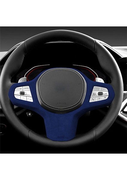 19-22 Bmw X5 Süet Deri Direksiyon Paneli Kapak Direksiyon Simidi Döşeme Modifikasyon Çıkartmaları Açık Mavi (Yurt Dışından) modelleri