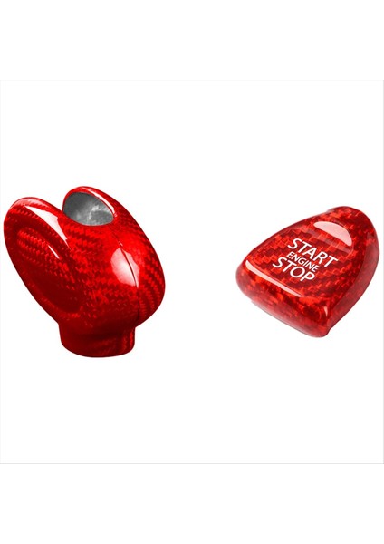 Araba Gerçek Karbon Fiber Vardiya Kolu Kapak Mini Cooper F54 F55 F56 F57 F60 Kırmızı Başlangıç Anahtarlı Kırmızı (Yurt Dışından)
