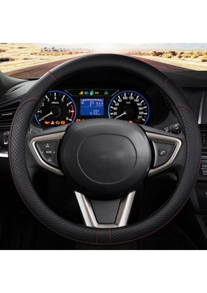 Araba Pu Deri Evrensel Direksiyon Tekerlekleri Kapak 38CM Araba Iç Aksesuarlar Siyah (Yurt Dışından) indirimleri