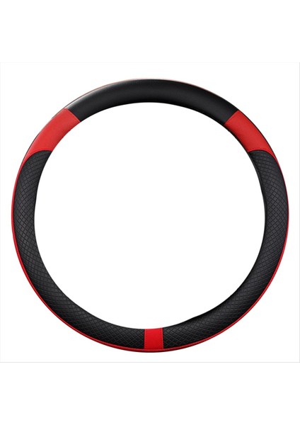 Araba Pu Deri Evrensel Direksiyon Tekerlekleri Kapak 38CM Araba Iç Aksesuarlar Siyah+Kırmızı (Yurt Dışından)