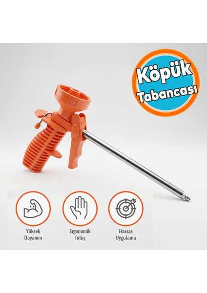 Ergonomik Saplı Metal Uçlu Köpük Tabanca Hassas Uygulama Için Profesyonel Köpük Tabancası
