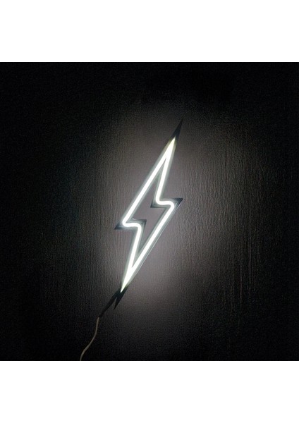 Yıldırım Şimşek Neon LED 3D Baskı Beyaz