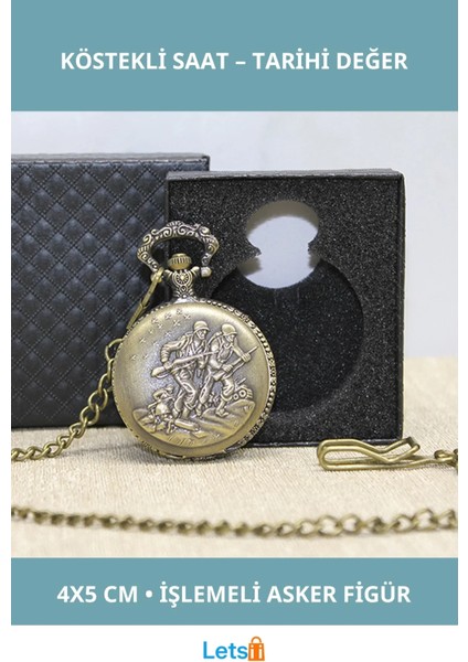 Özel Kutulu Çanakkale Destanı Antik Bronz Köstekli Saat