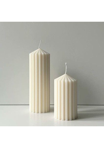 Lumıerı Candle El Yapımı Kokusuz Çokgen Uzun Desenli Dekoratif Kalıp Mum– Kırık Beyaz -10*5 fırsatları