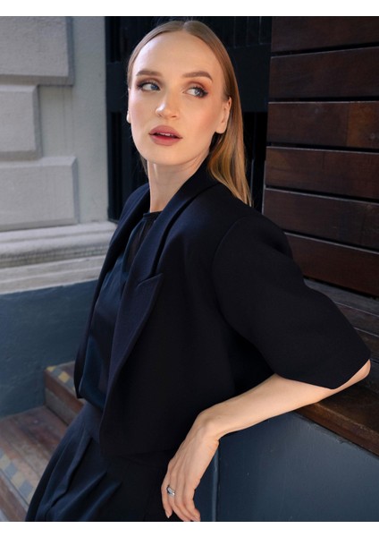 Modern Fit Kruvaze Ceket - Siyah