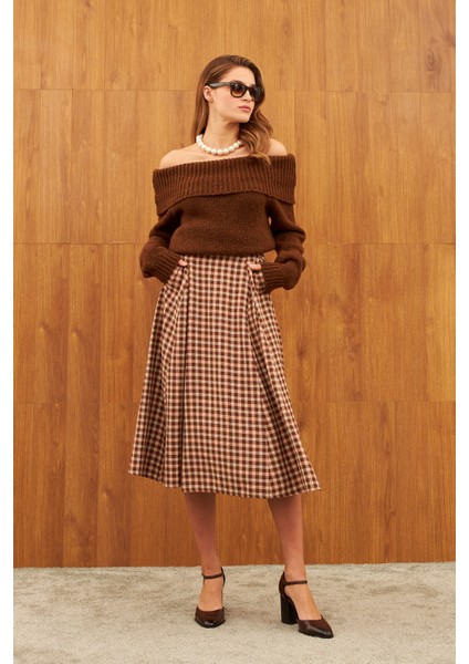 Kahverengi Godeli Midi Etek fiyatları