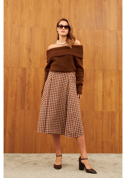 Kahverengi Godeli Midi Etek fırsatları