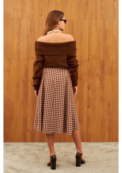 Kahverengi Godeli Midi Etek indirimleri