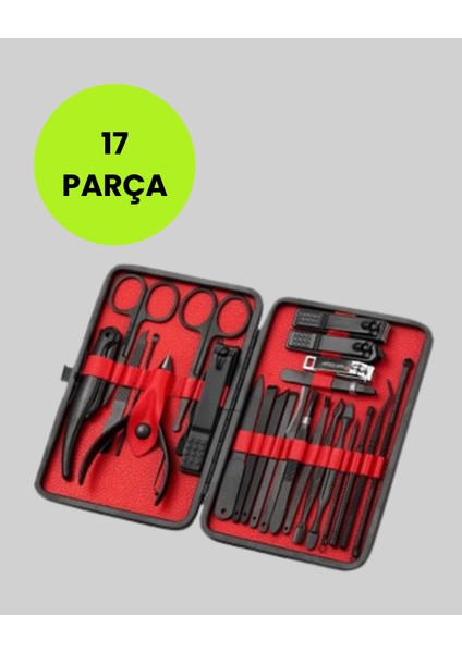 17 Parçalık Deri Kaplamalı Manikür Seti - FEİ5049-1366 fiyatları