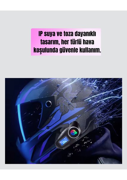 LCD Ekranlı Bluetooth Kask Kulaklığı Fm Radyo ve Sd Kart Girişli - FEİ7038-6473 fırsatları