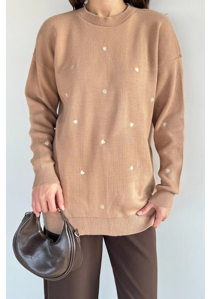 Kadın Kalp Nakışlı Triko Kazak P-00018425 fiyatları