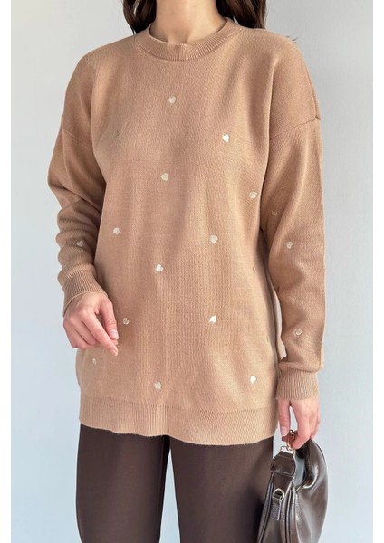 Kadın Kalp Nakışlı Triko Kazak P-00018425 modelleri