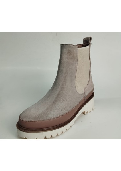 Kadın Hakiki Deri Lastikli Eva Taban Bej Süet Bot modelleri