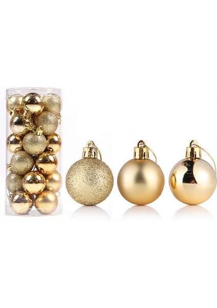 24 ADET Noel ağacı süsleme topu parıltı altın kaplama kolye top ev Noel süsü 5CM (Yurt Dışından)