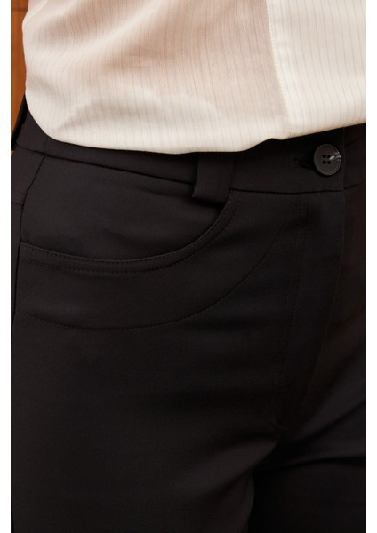 Siyah Yüksel Bel Boru Paça Cepli Pantolon modelleri