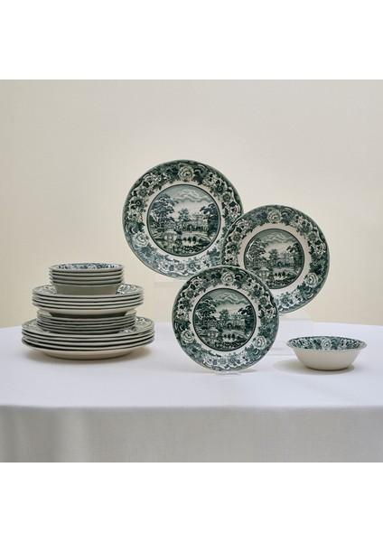 Old Town 24 Parça 6 Kişilik Yemek Takımı Yeşil