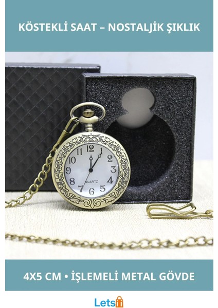 Özel Kutulu Antik Köstekli Saat Model 3 Şık Tasarım