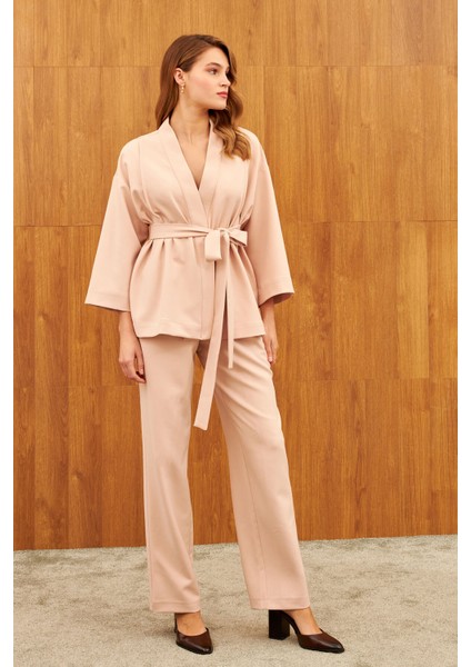 Bej Kemerli Şal Yaka Kimono indirimleri