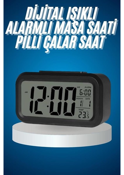 Işıklı Dereceli Masa Ofis Saati Alarmlı Termometre Takvim Çalar Saat - FEİ8412-6309 fiyatları