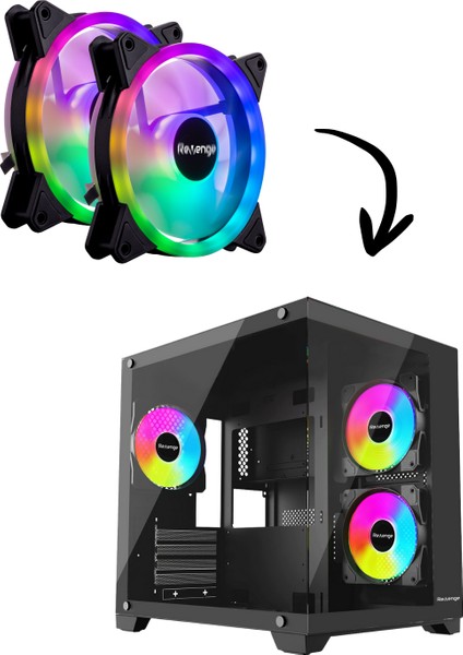 Nova Bilgisayar Kasası ile Uyumlu 2 Adet 12CM Rgb Fan Nova Fanı 2'li 120MM Fan