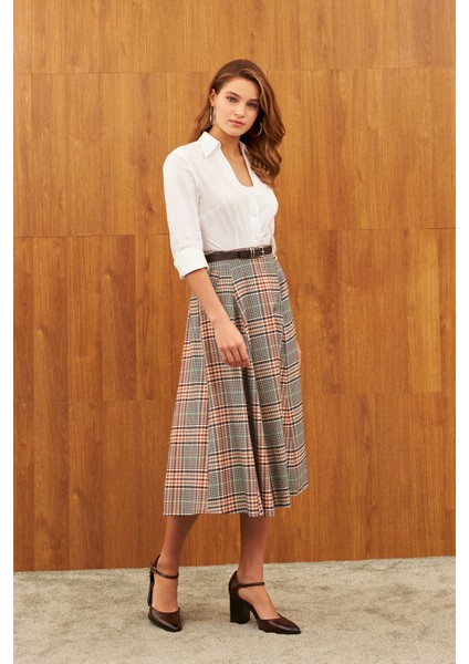 Çok Renkli Godeli Midi Etek indirimleri