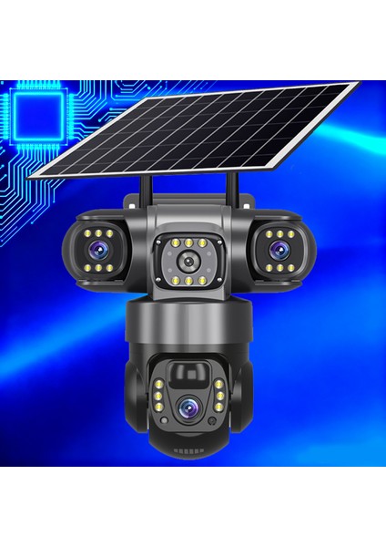 3 Lensli 6mp Güneş Enerjili Kamera! Full Gece Görüş & Iki Yönlü Konuşma - Sım