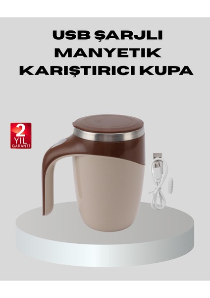 Manyetik Karıştırıcı Kupa USB Şarjlı Otomatik Karıştırma Çift Katmanlı - FEİ2095-2001