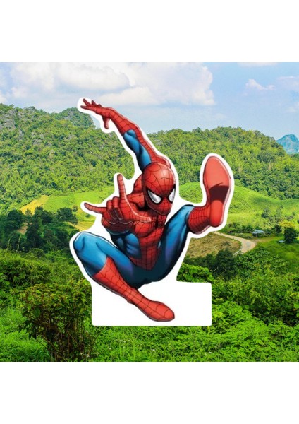 Ayaklı Pano Spider 33X24 cm Uçan Örümcek Adam Doğum Günü Masa Dekoru Çocuk Odası Süsü modelleri