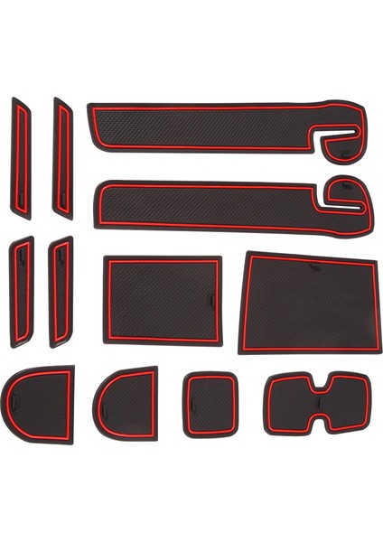 Suzuki Swift 2018 Için 12PCS Slip Anti-Slip Slip Olmayan Kauçuk Kupa Tutucu Tutucu Kapı Yuvası Yuvası Pad Kapı Groove Mat-Kırmızı (Yurt Dışından)
