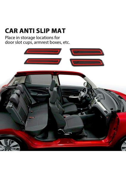 Suzuki Swift 2018 Için 12PCS Slip Anti-Slip Slip Olmayan Kauçuk Kupa Tutucu Tutucu Kapı Yuvası Yuvası Pad Kapı Groove Mat-Kırmızı (Yurt Dışından) fiyatları