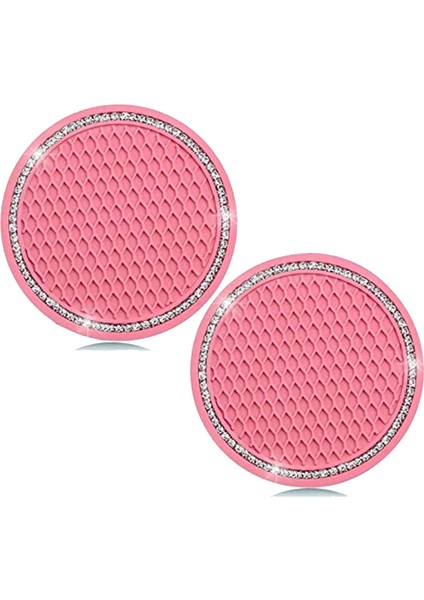2pcs Pembe Bling Araba Kupası Tutucular Rhinestone Araba Anti Slip Insert Kupa Mat Içecek Bardak Altlıkları Kristal Araç Aksesuarları (Yurt Dışından)