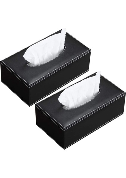 2x Deri Doku Kutusu Kapağı Yüz Doku Kutusu Modern Peçete Saklama Kutusu Araba Havlu Kutusu Araba Pu Deri Çekmecesi (Yurt Dışından)