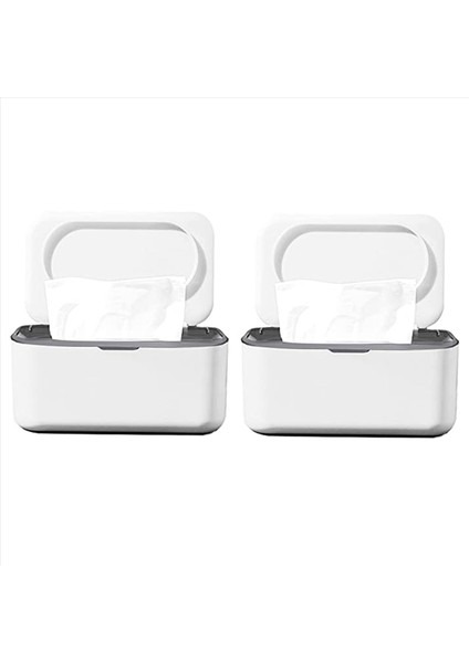 2x Islak Silme Dağıtıcı Bebek Peçete Saklama Kutusu Tutucu Konteyner Tozu Korumalı Islak Doku Kutusu Ev Için Ofis (Gri) (Yurt Dışından)