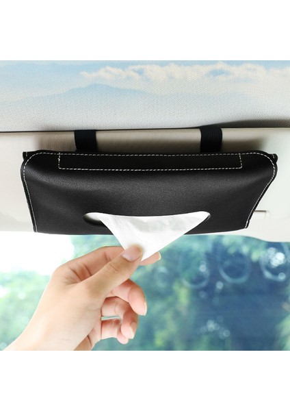 Araba Doku Kutusu Havlu Seti Araba Güneş Vizörü Pu Deri Doku Kutusu Tutucu Araba Doku Tutucu Arabalar Için Siyah (Yurt Dışından) modelleri