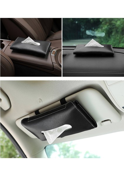 Araba Doku Kutusu Havlu Seti Araba Güneş Vizörü Pu Deri Doku Kutusu Tutucu Araba Doku Tutucu Arabalar Için Siyah (Yurt Dışından) fırsatları