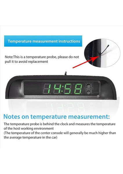 2x Araç Saatleri Gece Ekran Termometresi Otomatik Dahili Stick-On Dijital Izleme Güneş Enerjili 24 Saat Araba Saati (Yurt Dışından) fiyatları