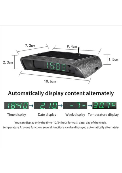 2x Araç Saatleri Gece Ekran Termometresi Otomatik Dahili Stick-On Dijital Izleme Güneş Enerjili 24 Saat Araba Saati (Yurt Dışından) indirimleri