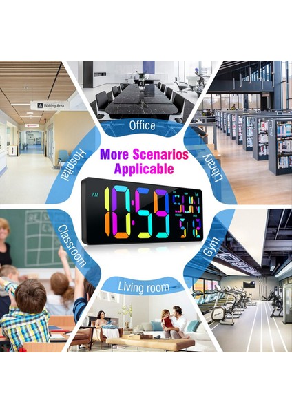 Büyük Dijital Duvar Saati 16 5 Inç Bluetooth Otomatik Zaman Senkronizasyonu LED Dijital Saat Ekran Takvim Saat Abd Fişi (Yurt Dışından)