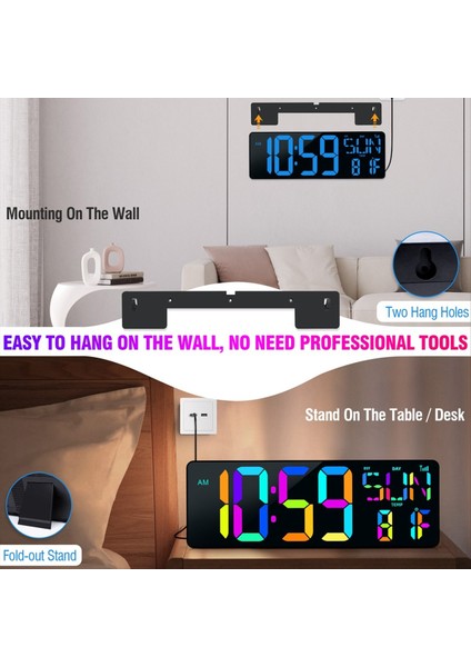 Büyük Dijital Duvar Saati 16 5 Inç Bluetooth Otomatik Zaman Senkronizasyonu LED Dijital Saat Ekran Takvim Saat Abd Fişi (Yurt Dışından) modelleri