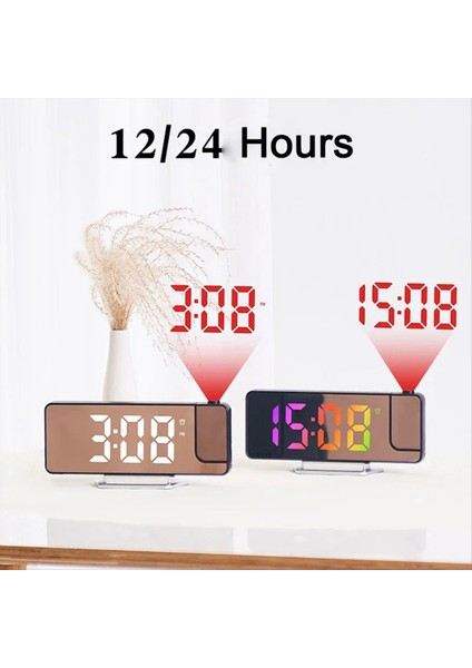 LED Dijital Projeksiyon Saati Aynası 180 ° Dönüş Büyük Ekran Tarihi Sıcaklık Çalar Saat Yatak Odası Için (Yurt Dışından) indirimleri