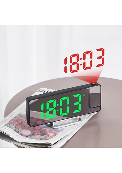 LED Dijital Projeksiyon Saati Aynası 180 ° Rotasyon Büyük Ekran Tarihi Sıcaklık Çalar Saat Yatak Odası Için (Yurt Dışından) fiyatları