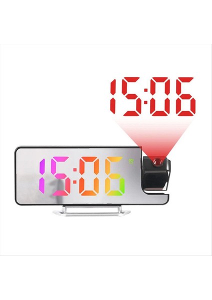 LED Dijital Projeksiyon Saati Aynası 180 ° Rotasyon Büyük Ekran Tarihi Sıcaklık Çalar Saat Yatak Odası Için (Yurt Dışından) fırsatları