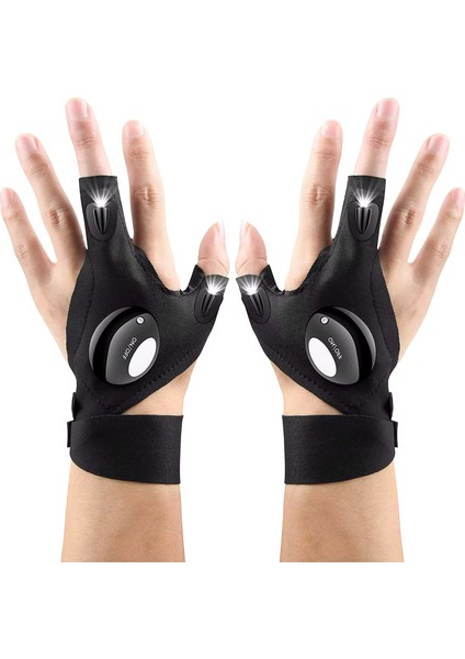 LED Işıklı Çift El Tamirci ve Balıkçı Eldiveni